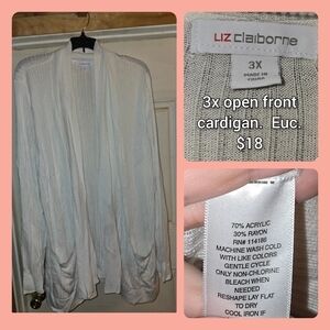 Liz Claiborne Cream Open Front Cardigan